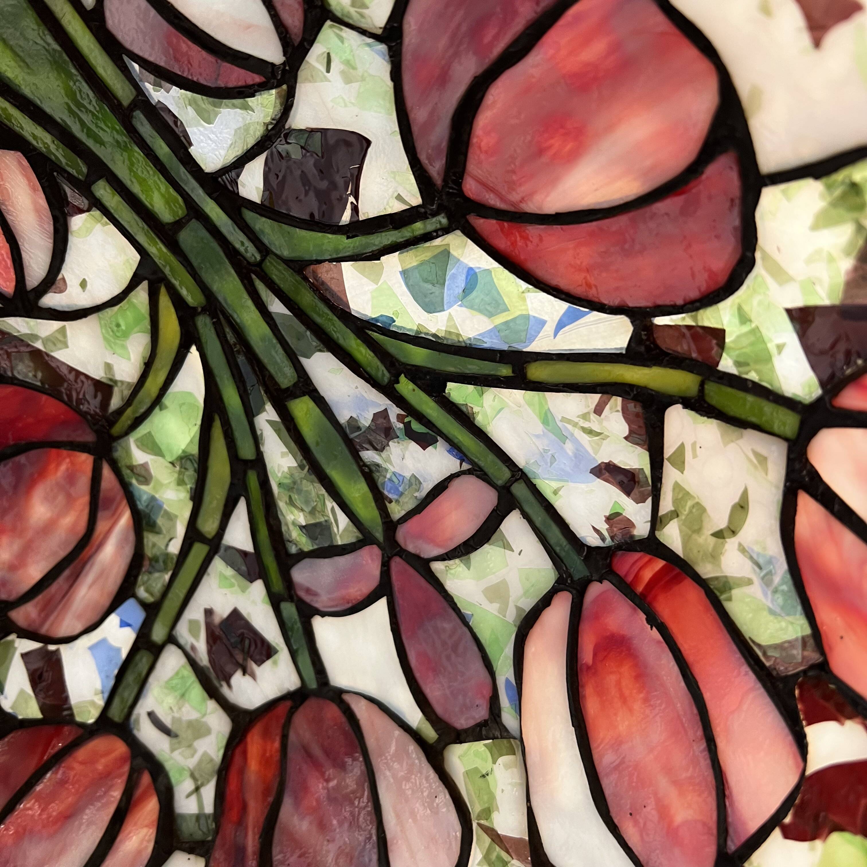 Suspension en verre cloisonné type Tiffany
