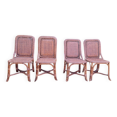 4 chaises Perret et Vibert en bambou et rotin