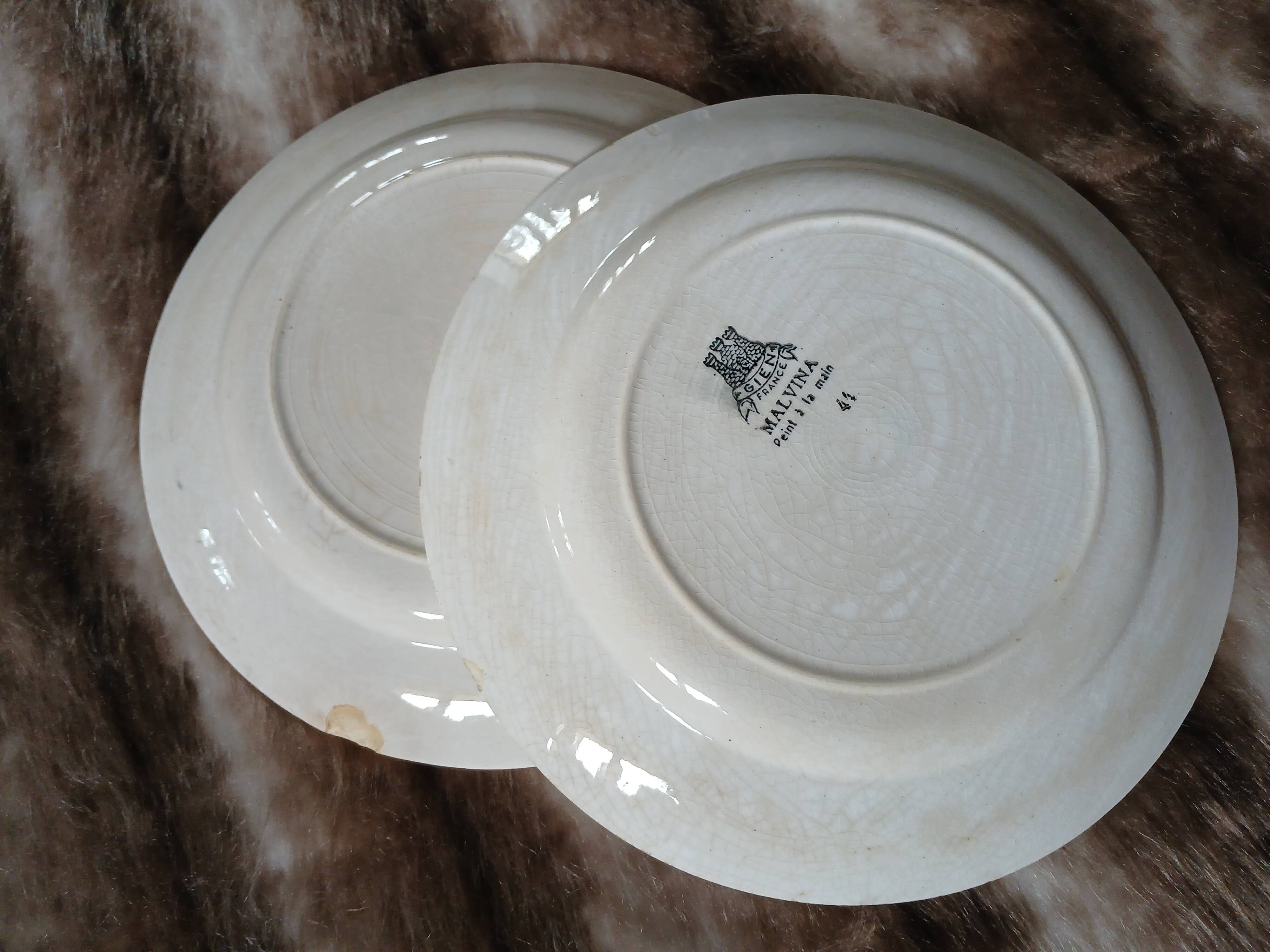10 assiettes plates anciennes de Gien 