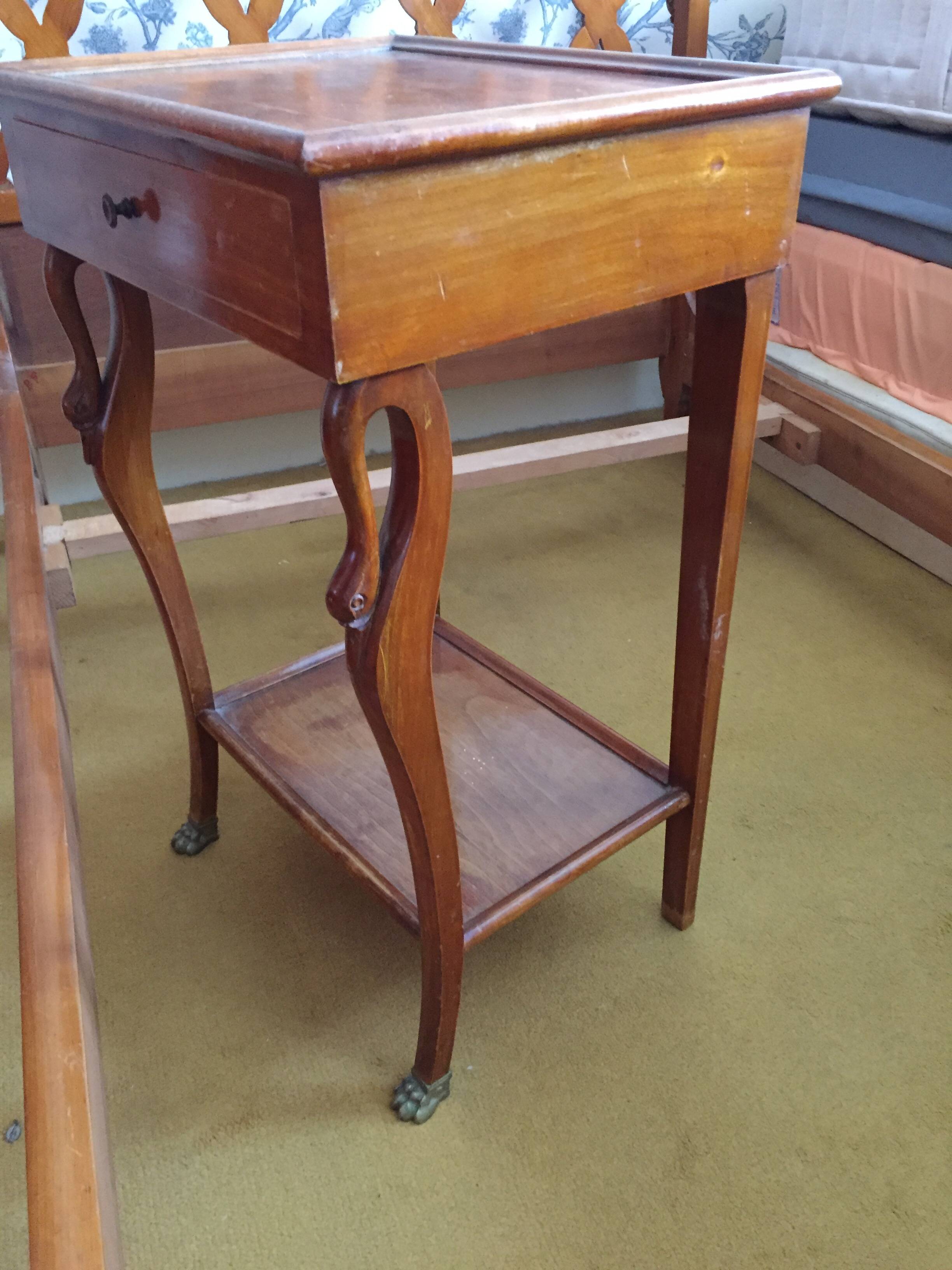 Pair of empire style swan neck beds and bedside tables