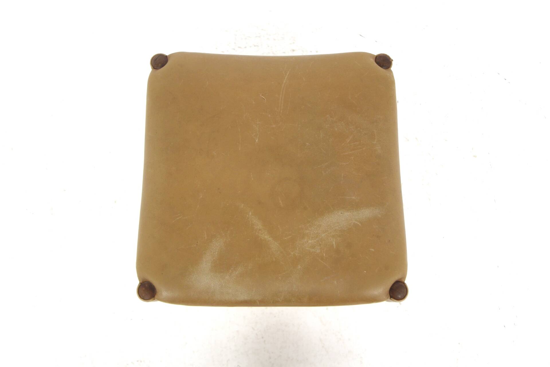 Scandinavian leather footstool, Denmark, 1960s