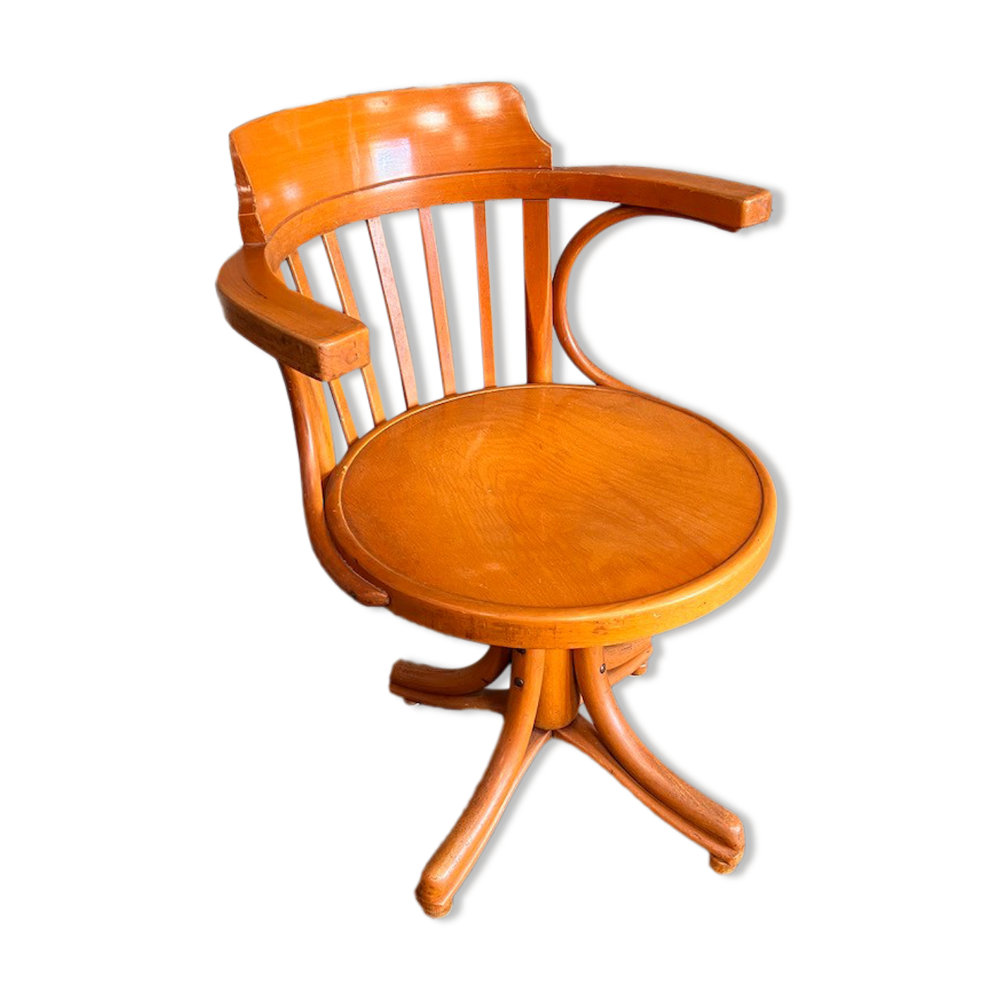 Office armchair called "American" vintage swivel Thonet in light beech - 50s