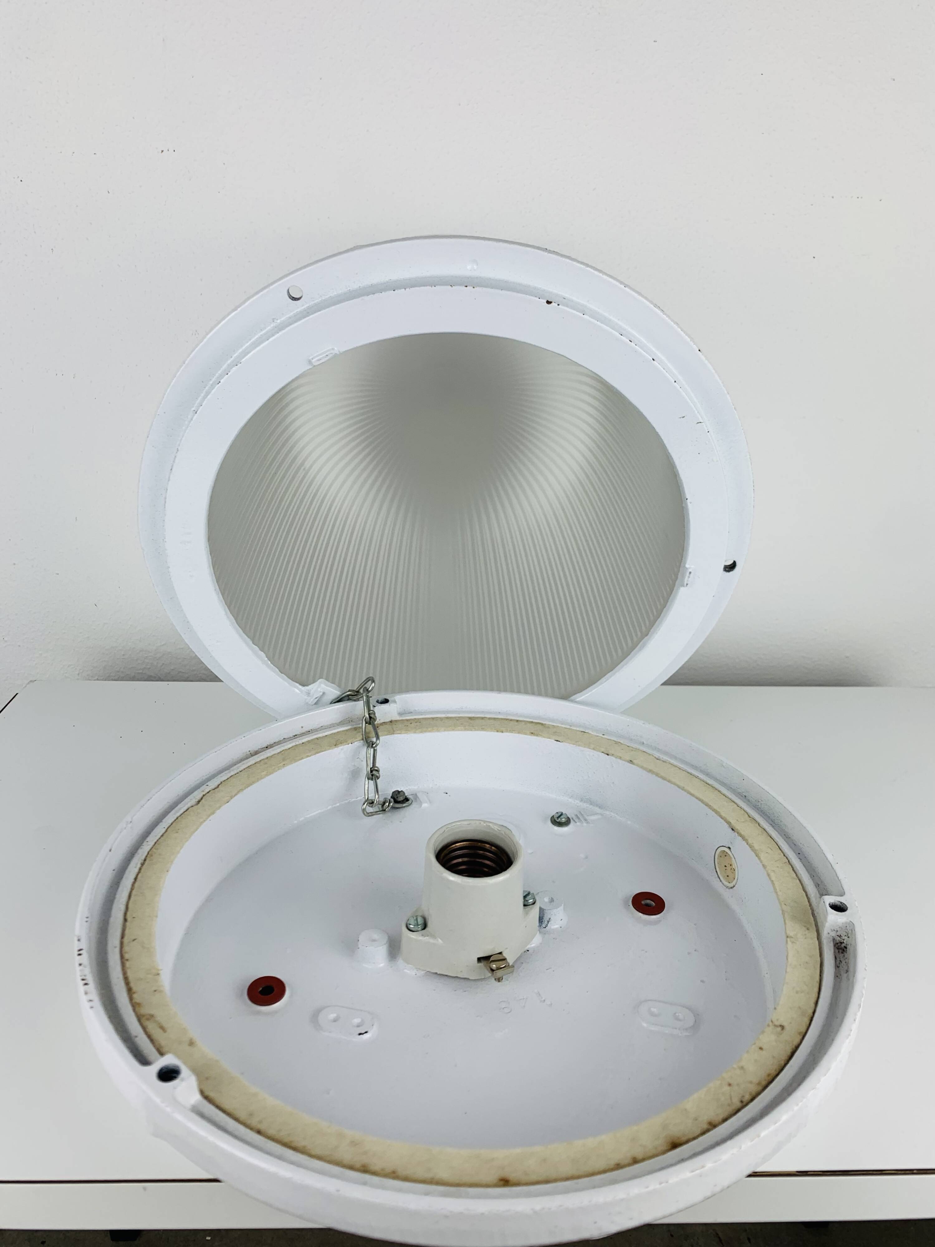 Holophane industrial porthole ceiling light, wall light, 1960s