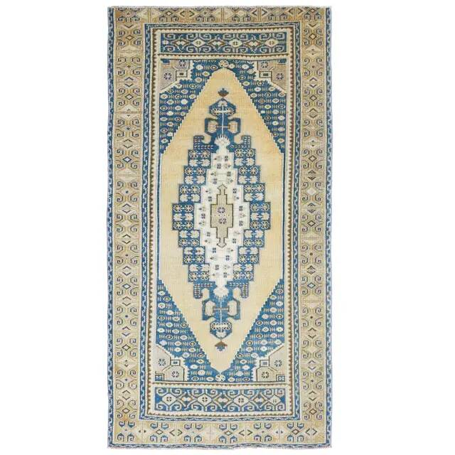 Vintage Turkish Oushak Handmade Wool Cotton Orange Area Rug 95x188