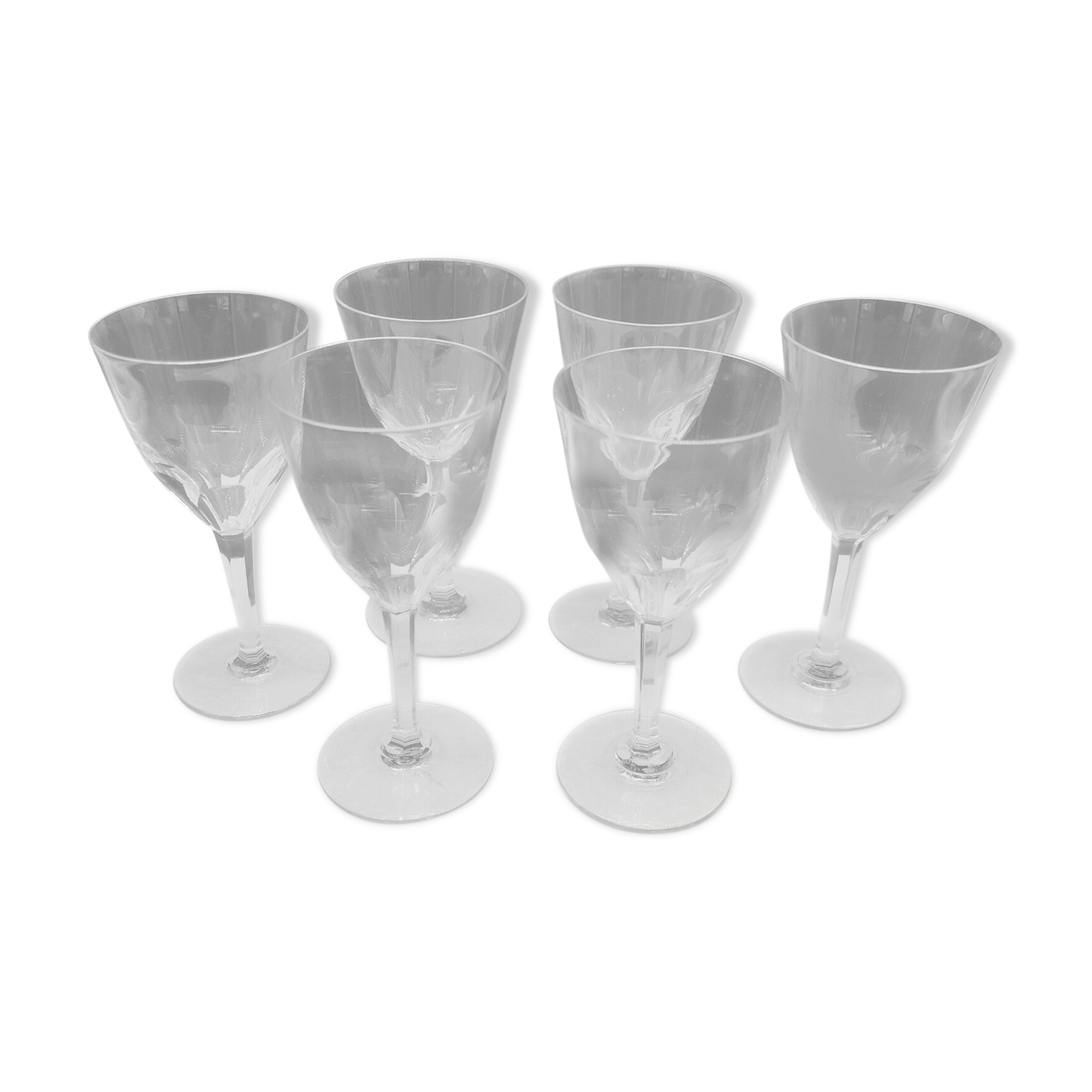 Series of 6 white wine glasses signed Baccarat model Zurich