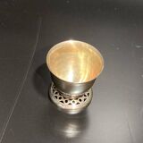 Egg cup with silver metal spoon