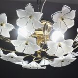 Delicious Murano Ceiling Light White Flowers, 1970