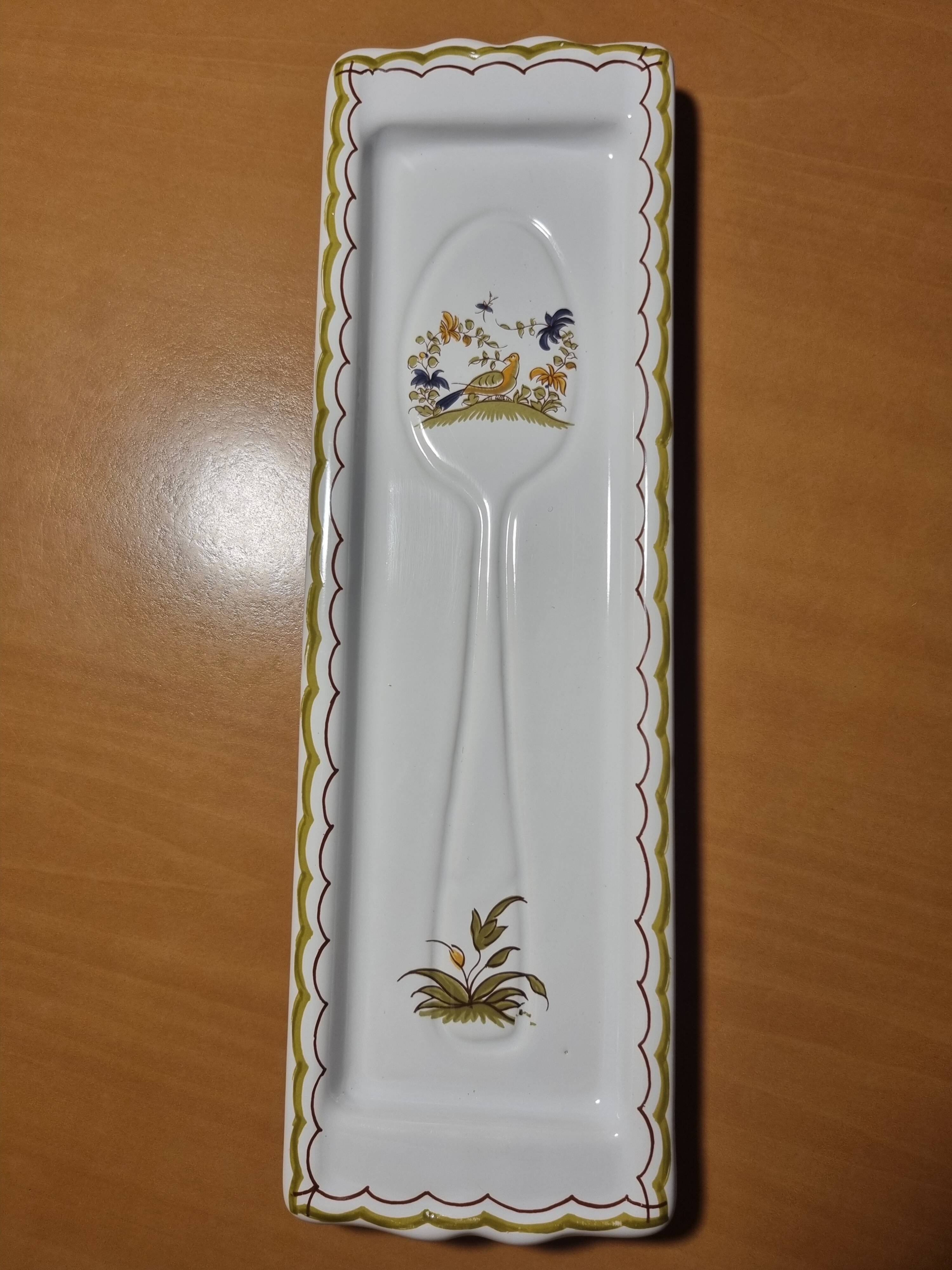 Spoon holder tray with old Moustiers decor
