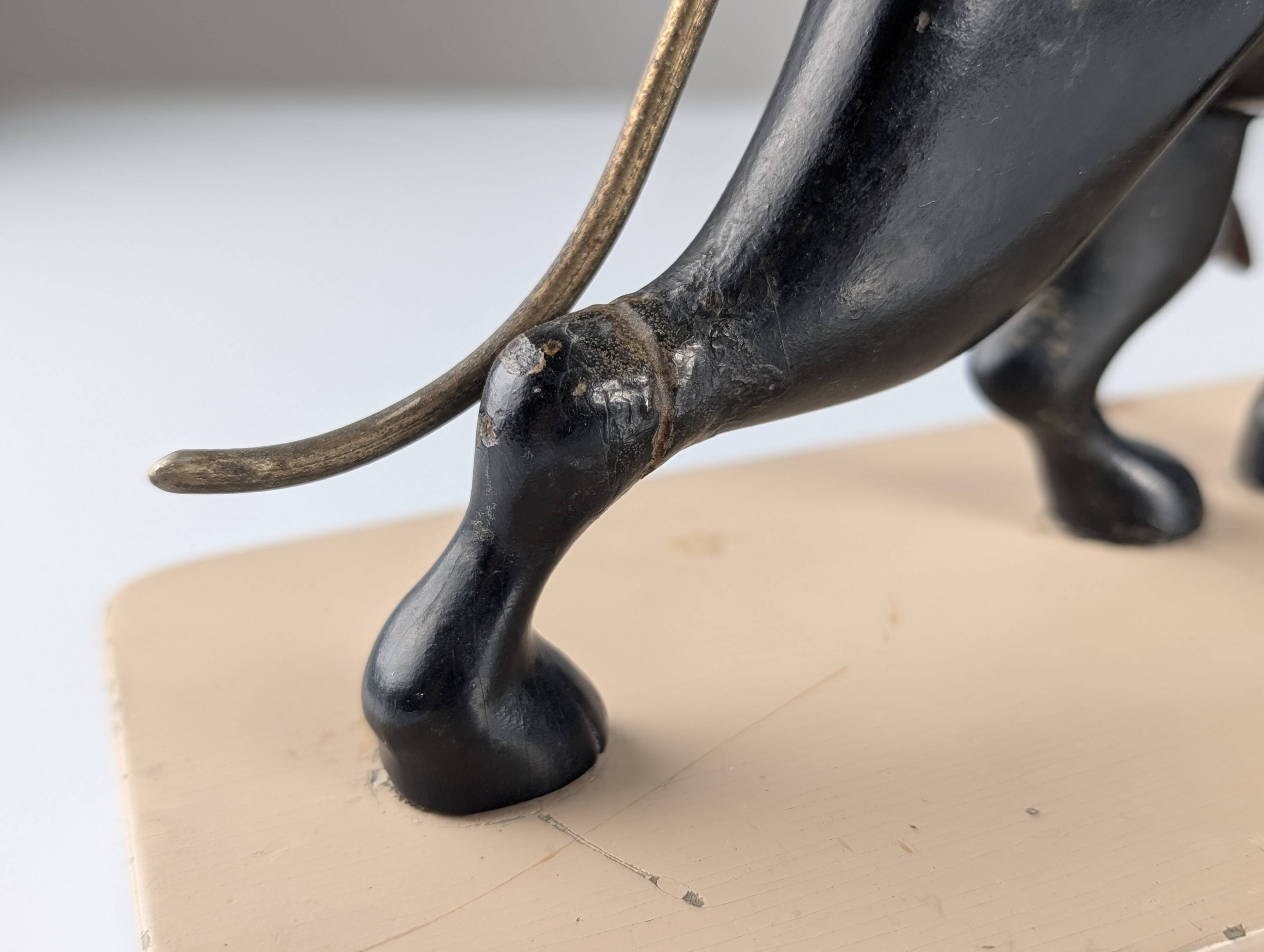 Ariadne and the Panther, Art Deco Sculpture in Wood and Brass, 1920s