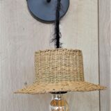 Pair of wall lamps mini straw hat
