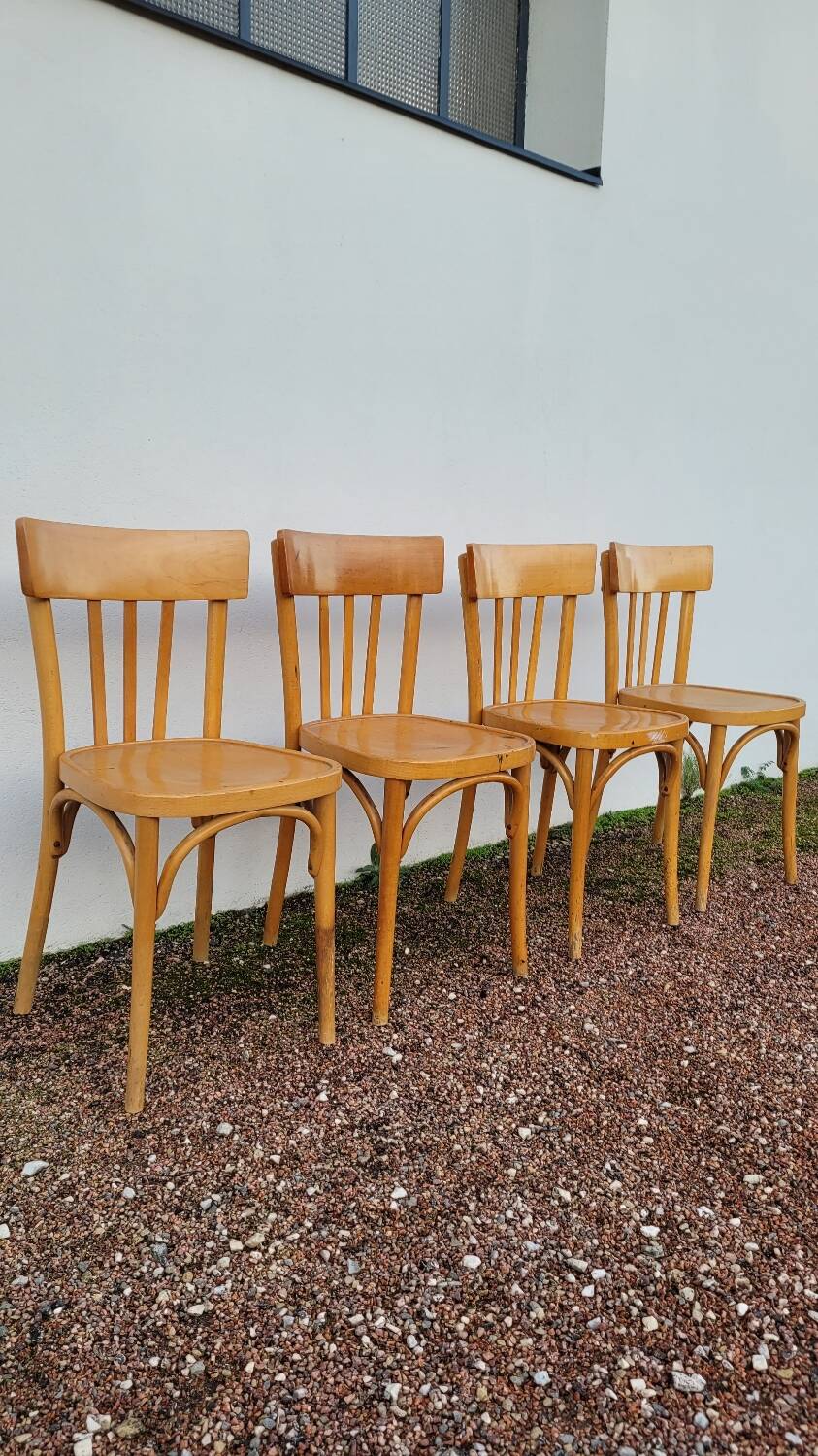 Set of 4 vintage restaurant bistro chairs - 1950s