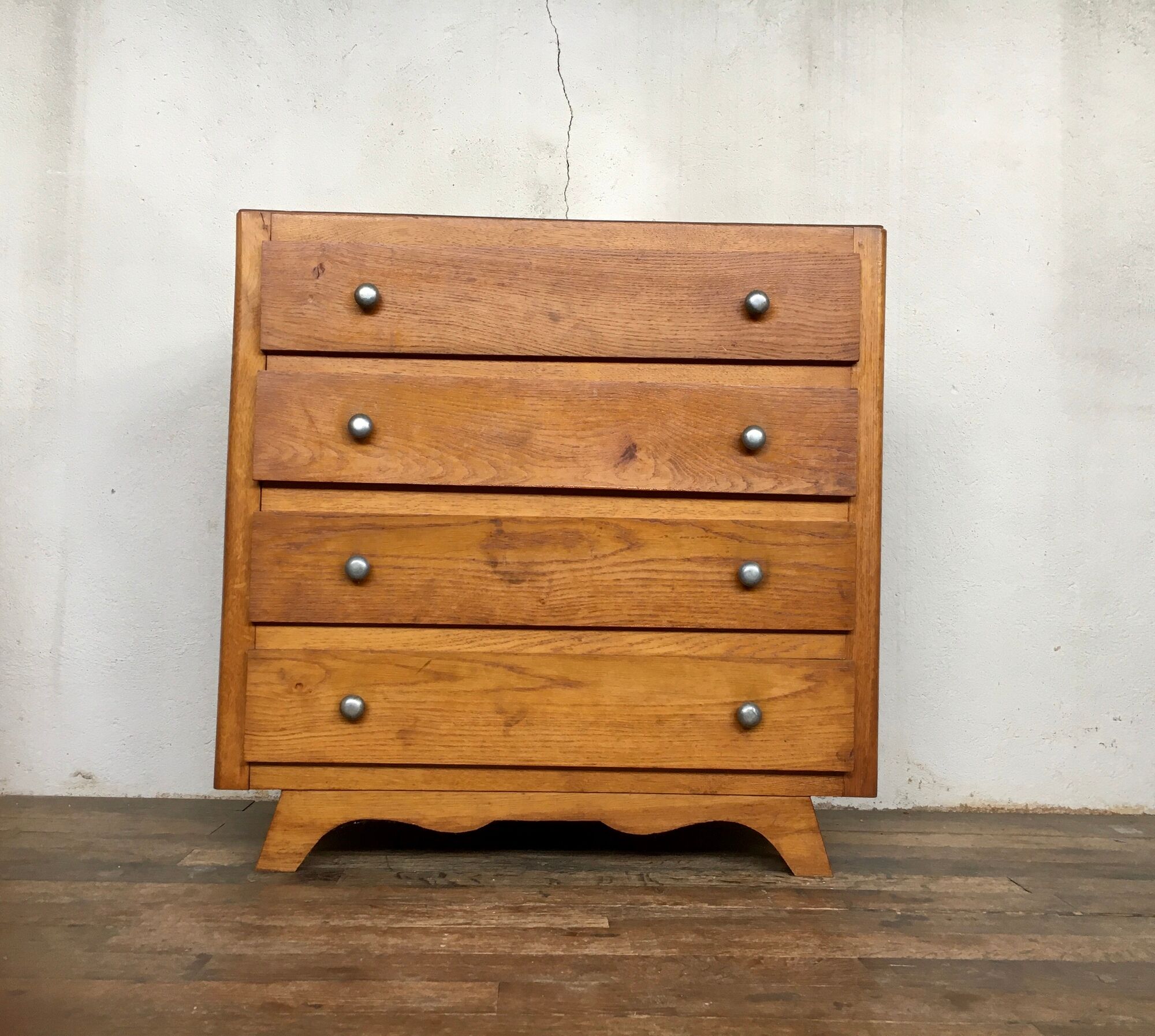Chest of drawers vintage oak feet compass retro 1950 4 drawers