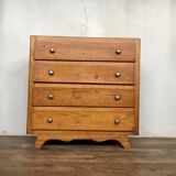 Chest of drawers vintage oak feet compass retro 1950 4 drawers