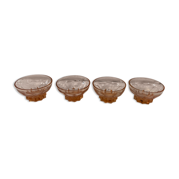 Lot de 4 coupelles en verre rose vintage