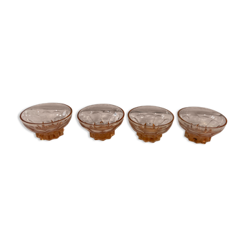 Set of 4 vintage pink glass bowls