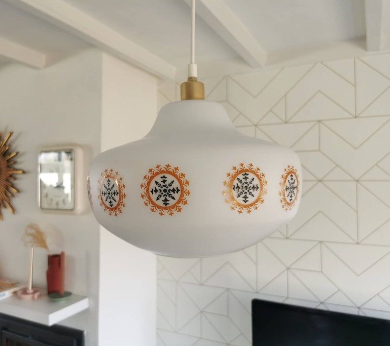Vintage glass pendant lamp from the 70s