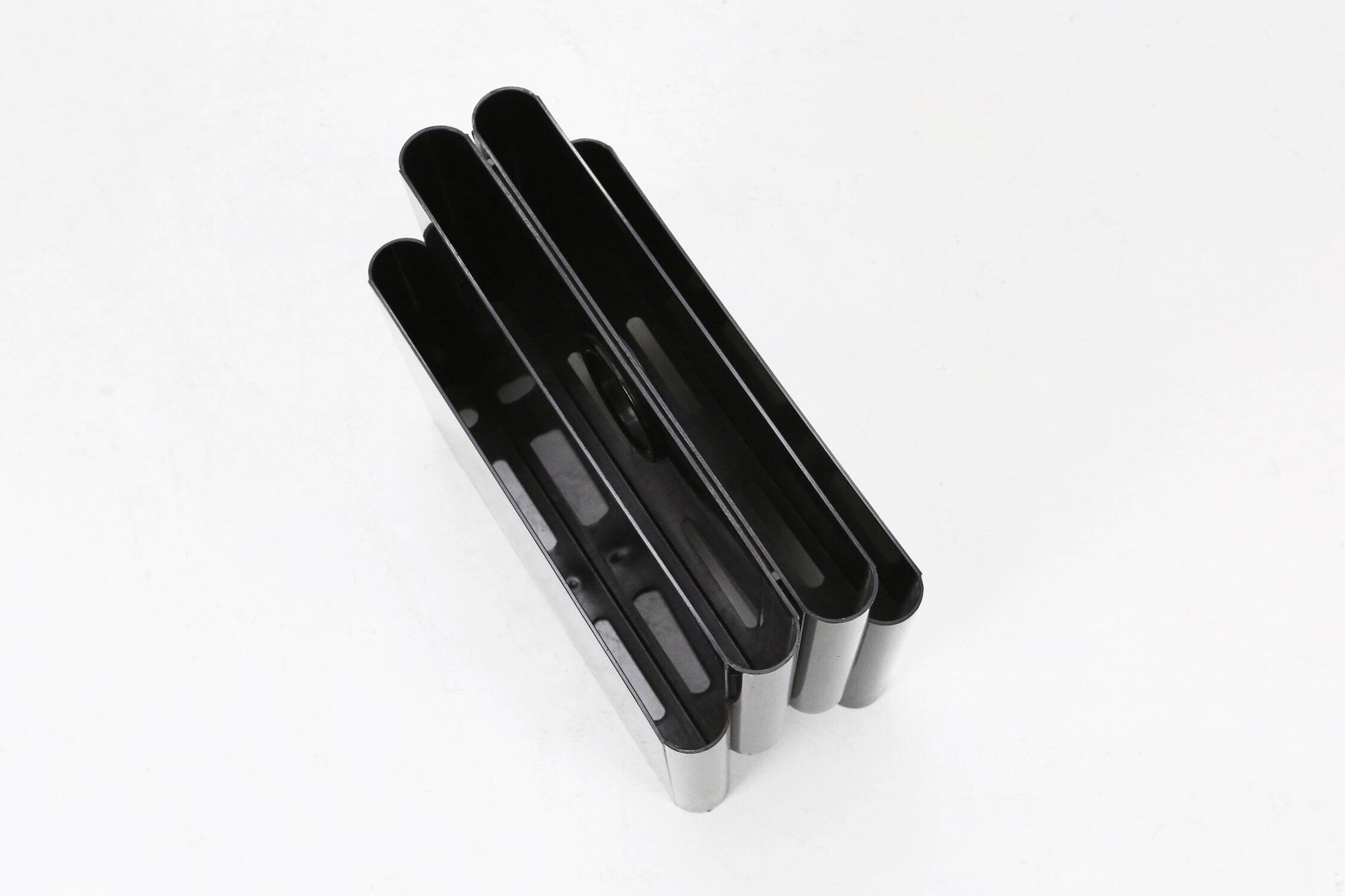 Iconic black magazine rack 4676 by Giotto Stoppino for Kartel, Italy 1970s