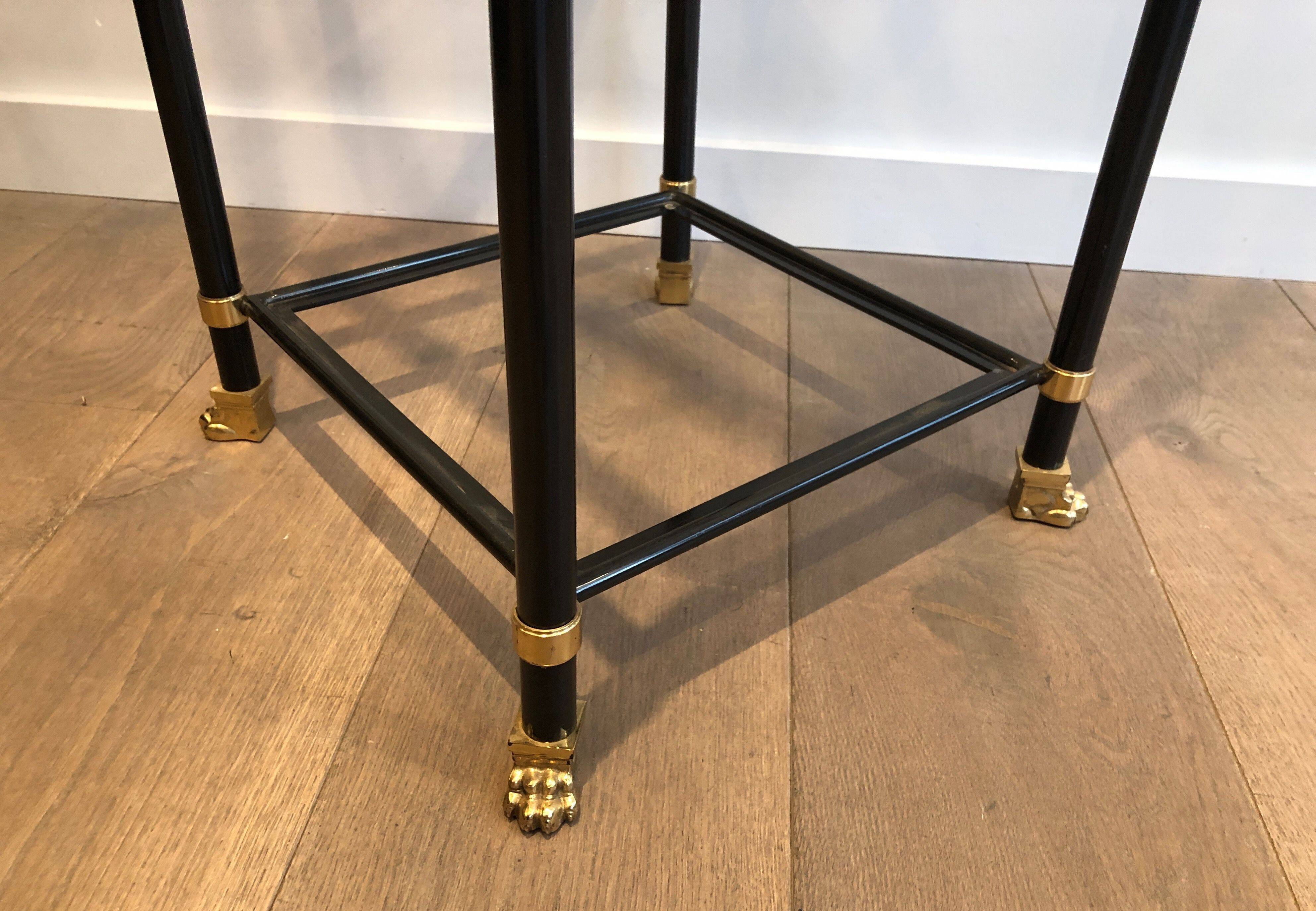 Pair of black lacquered metal and brass shelves. Guy Lefèvre for Maison Jansen. Circa 1970.