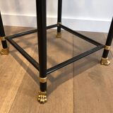 Pair of black lacquered metal and brass shelves. Guy Lefèvre for Maison Jansen. Circa 1970.