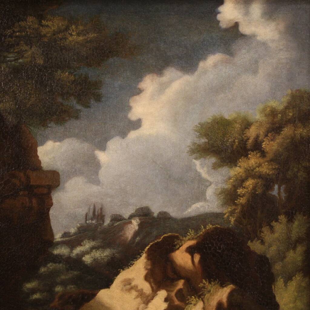 Painting wooded landscape with St. John the Baptist from 18th century