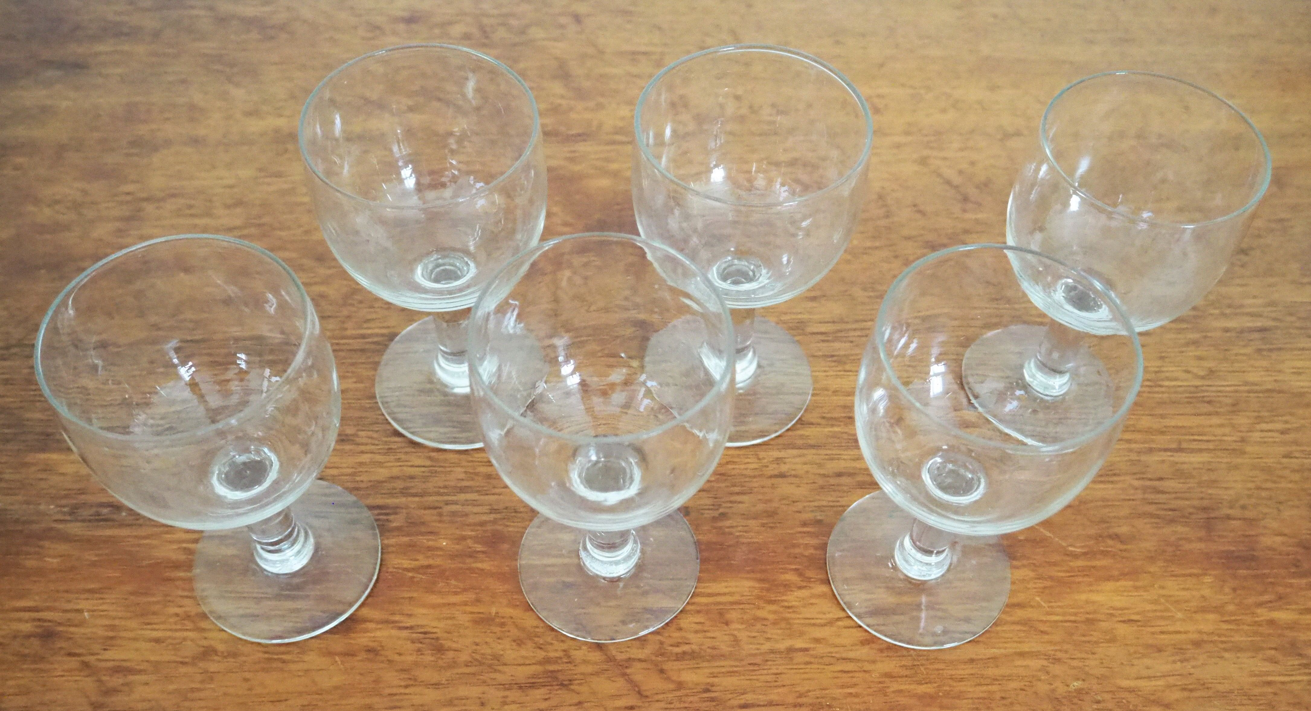 6 verres ballon ancien style bistrot XXème siècle