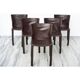 Set of 5 dark brown leather dining chairs