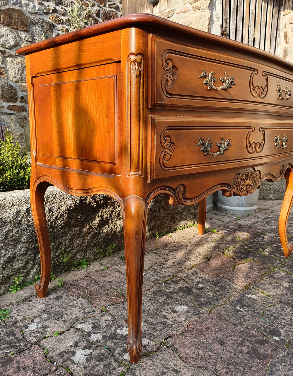 Louis XV mind jumper dresser, 2 drawers, cherry, 60s