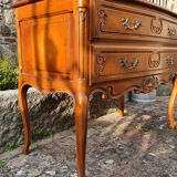 Commode sauteuse esprit Louis XV 2 tiroirs merisier, années 60