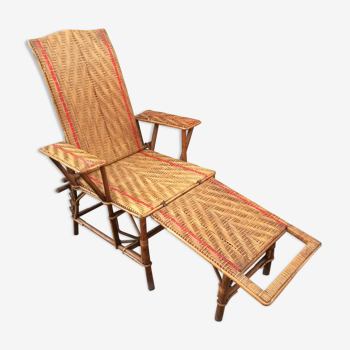 Vintage rattan long chair