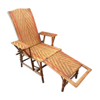 Vintage rattan long chair