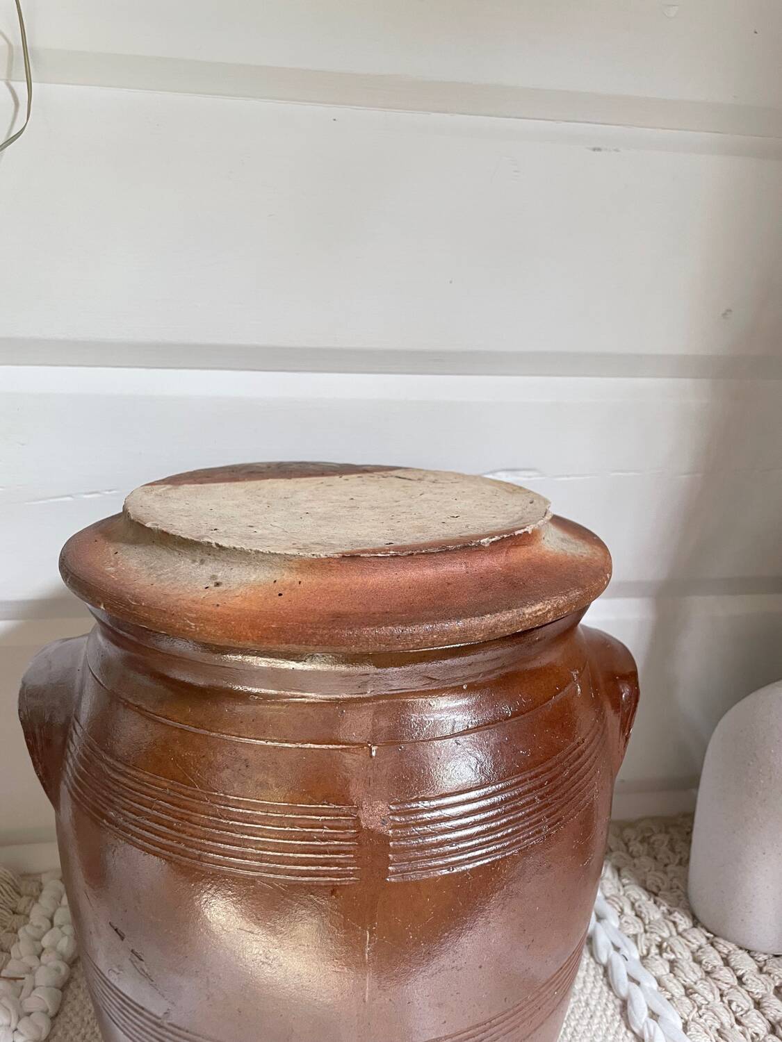 Old stoneware salt cellar
