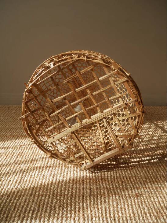 Vintage handmade Scandinavian bohemian country rooster cage lamp