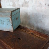 Blue vintage tool box wooden