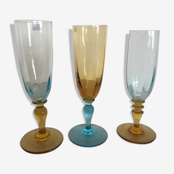 Ensemble de trois flûtes de champagne Georges Sand