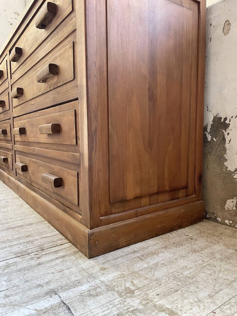 50s pitch pine haberdashery cabinet