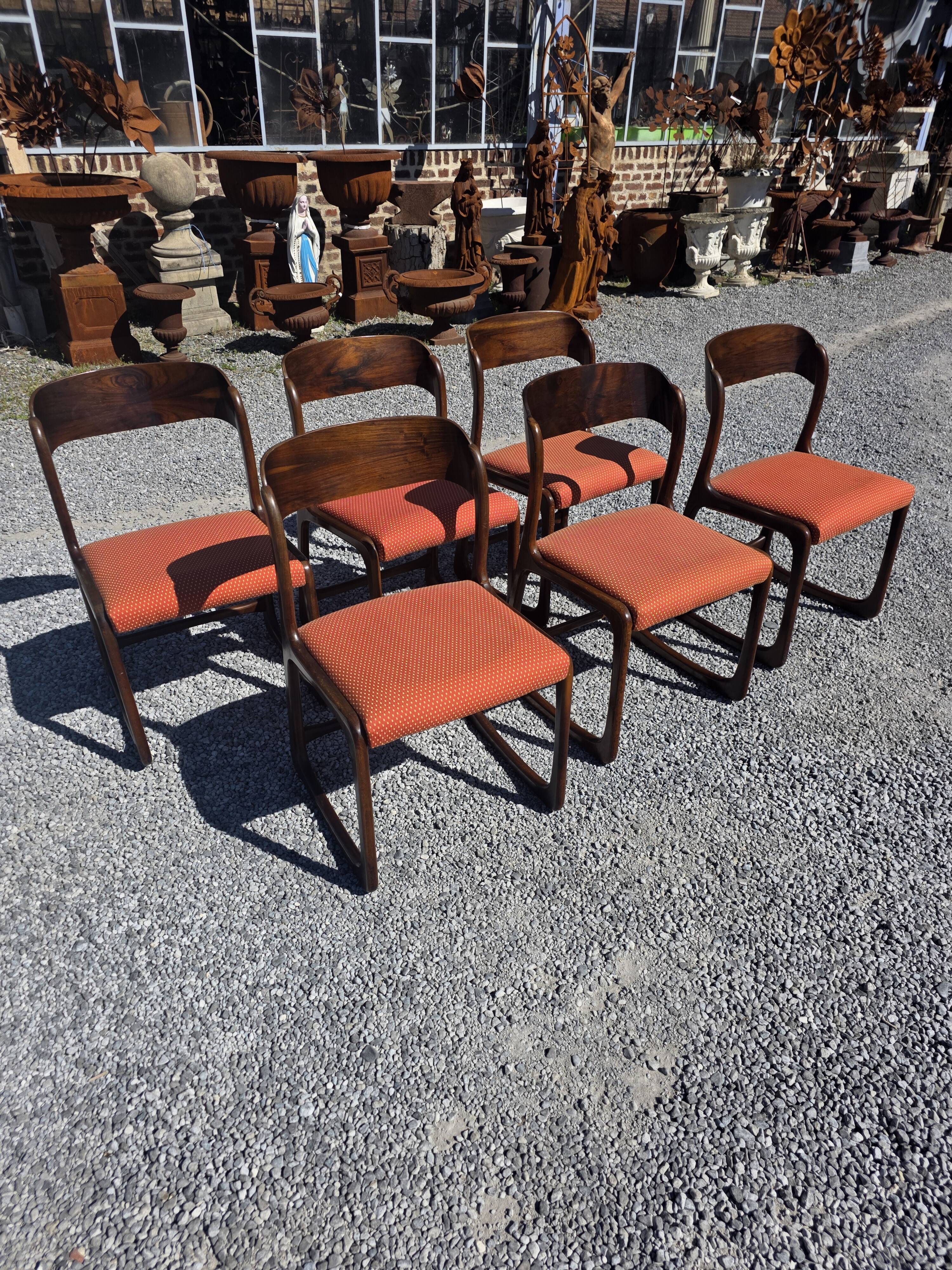 6 Baumann sled chairs in rosewood from the 1960s.