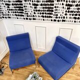 Paire de chauffeuses design tissu bleu