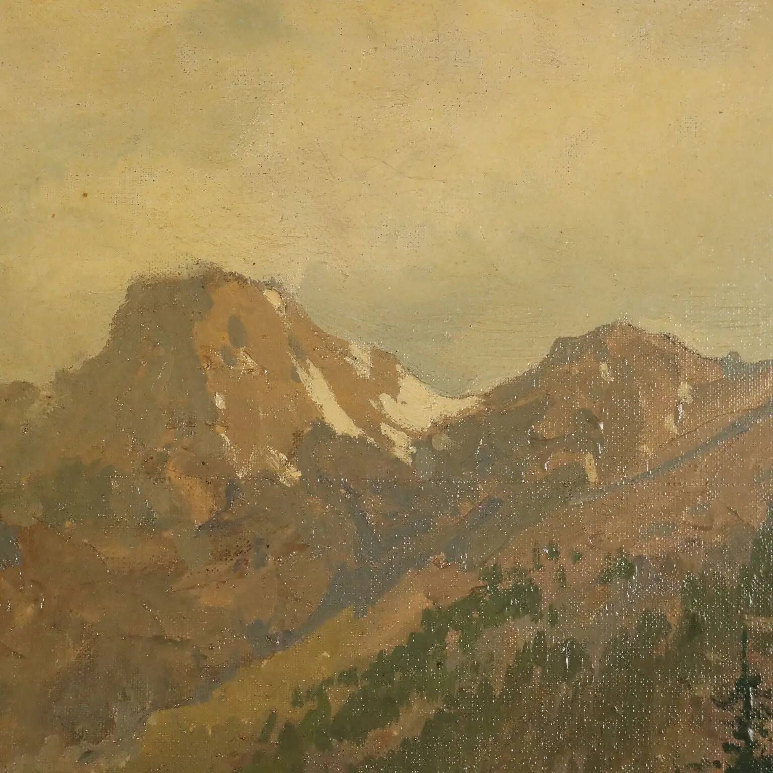 Ancient painting by Giuseppe Buscaglione, oil on canvas, 19th century.