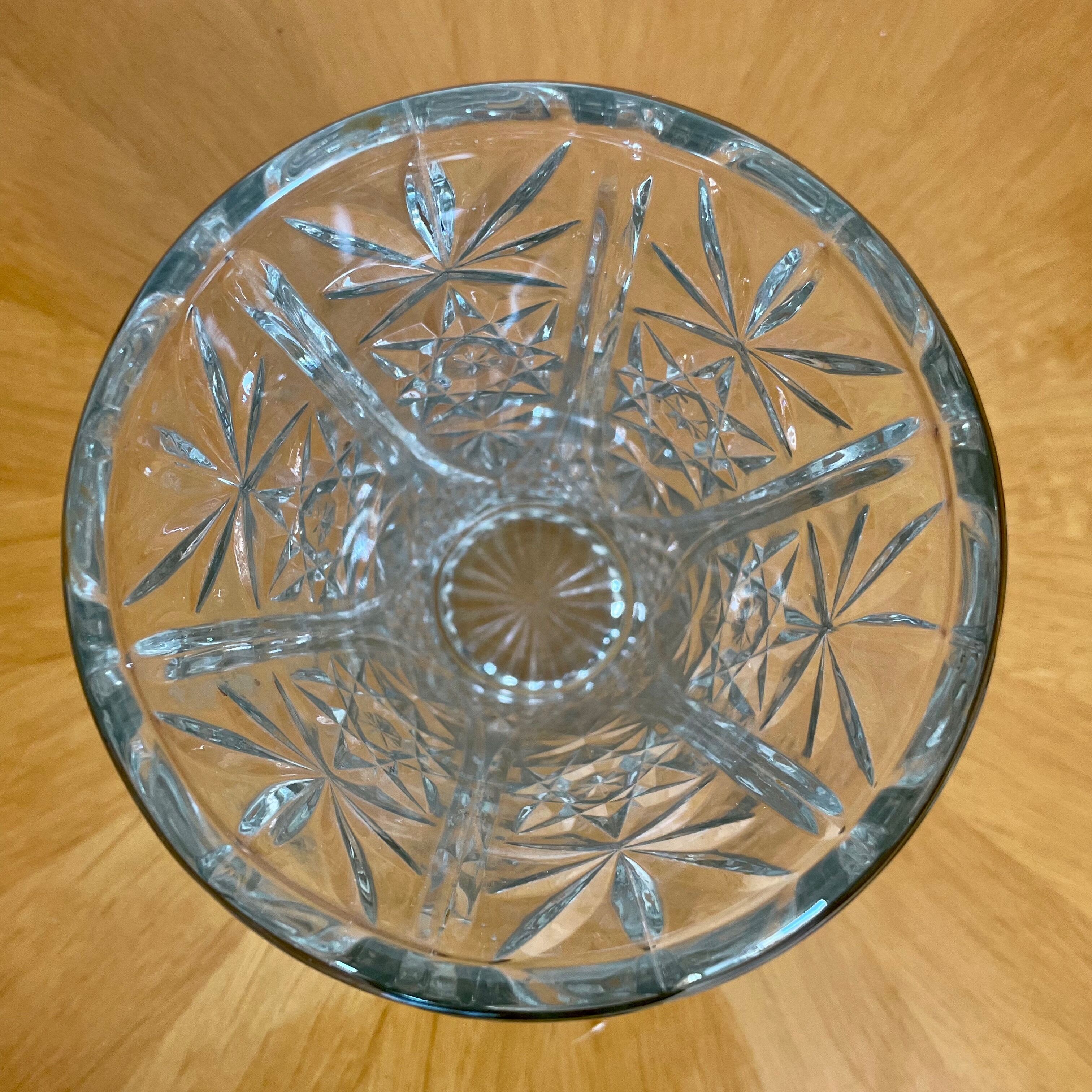 Vintage chiseled glass vase 1960 1970