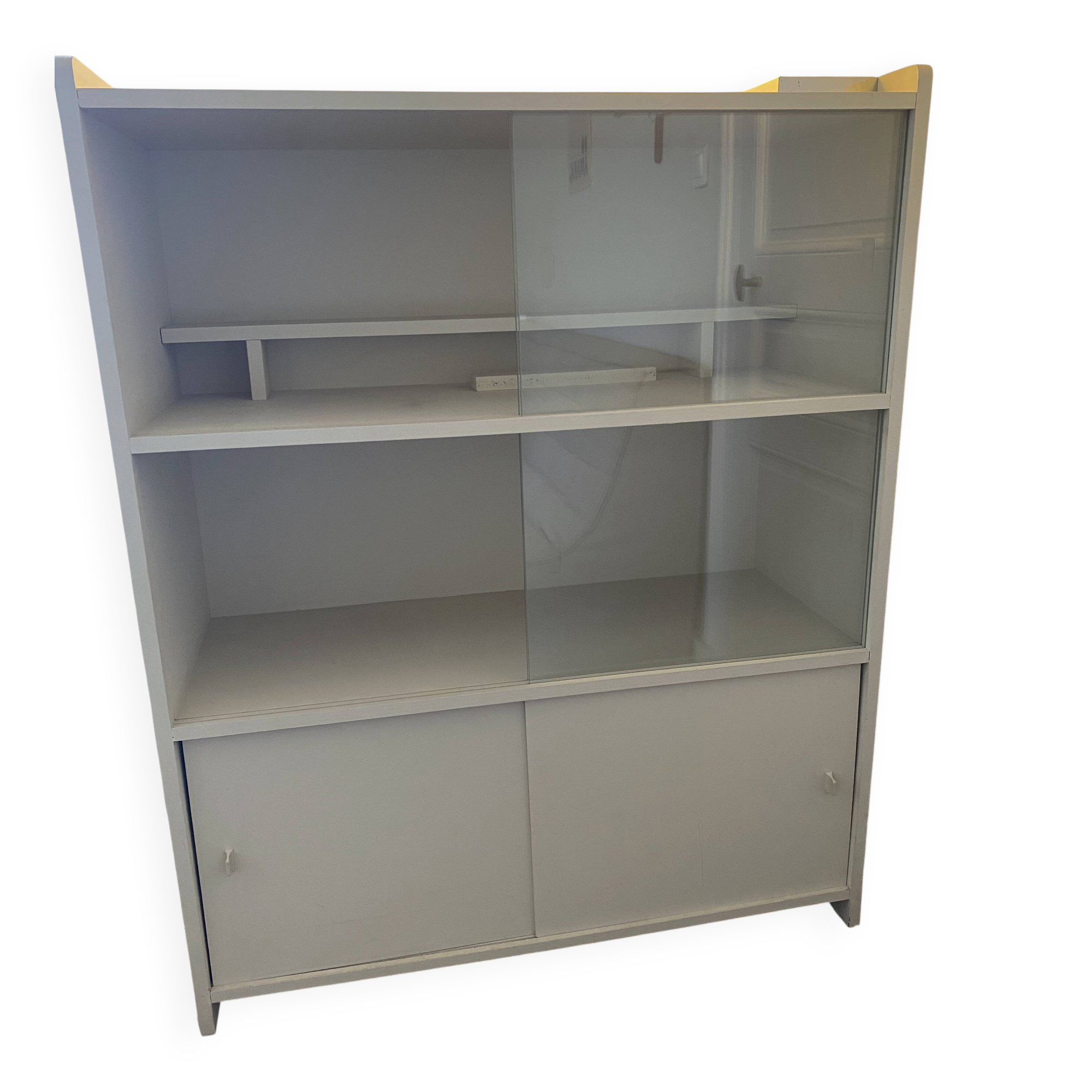 Beige wooden bookshelf