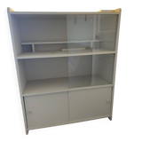 Beige wooden bookshelf