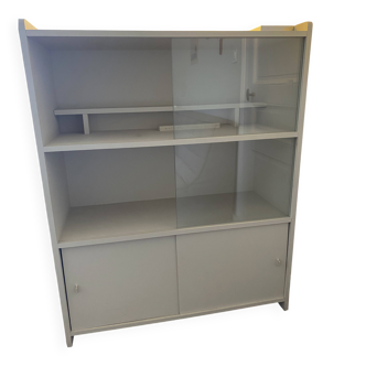Beige wooden bookshelf