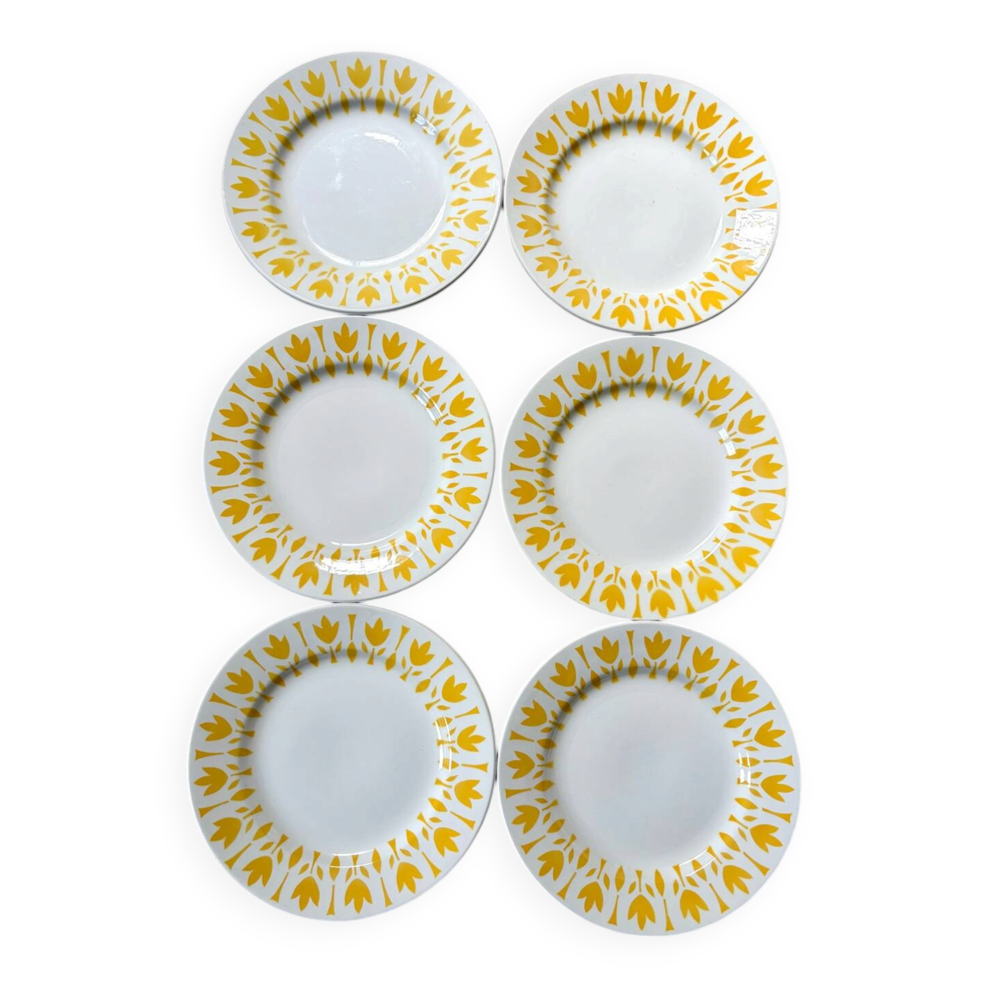 Set of 6 flat plates Lys - Digoin Sarreguemines