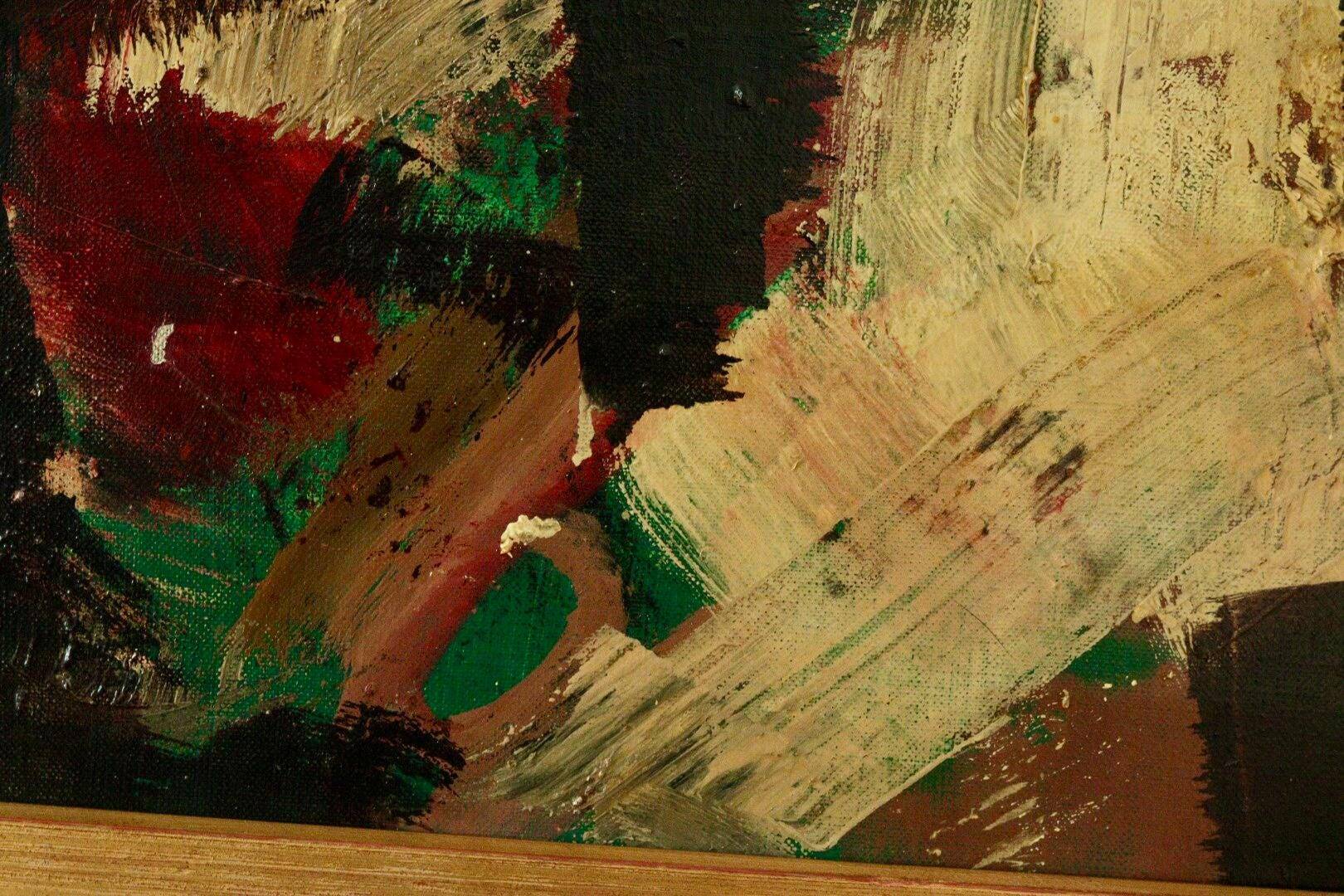 Oil on canvas abstract "Dynamic Composition", mid-20th century.