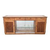 Double-sided counter in wood and pink marble (233 cm)