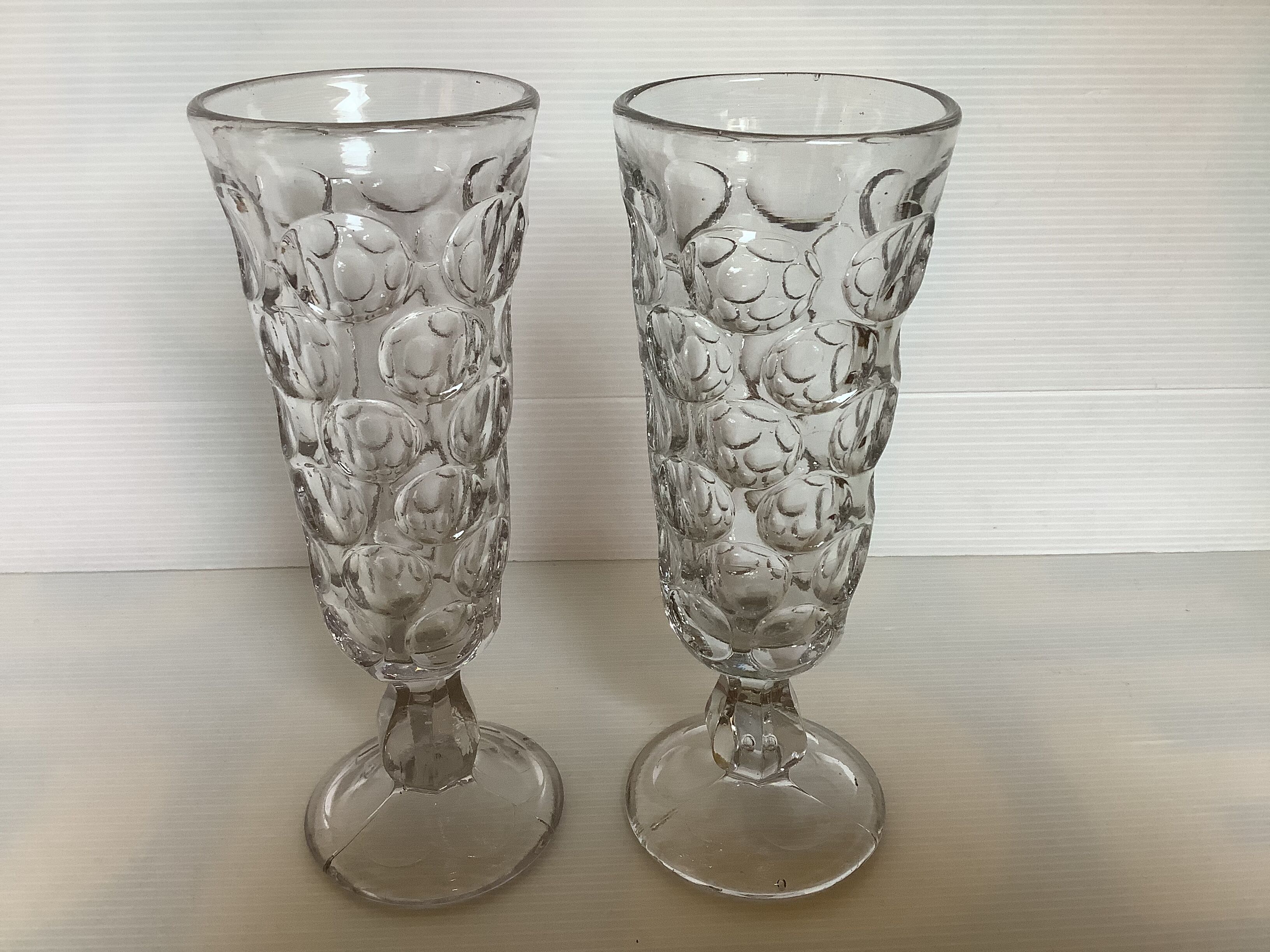 Pair of old glasses with absinthe molded glass
