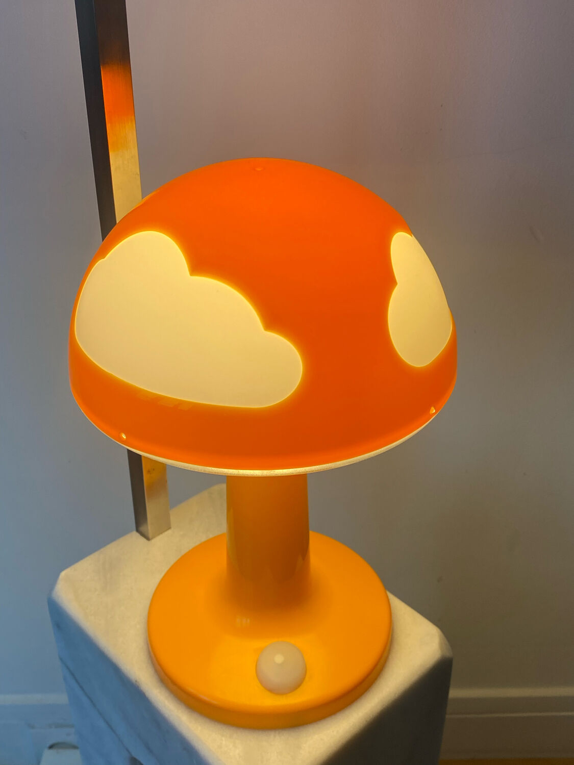 Orange mushroom lamp clouds Skojig Ikea design Henrik Preutz