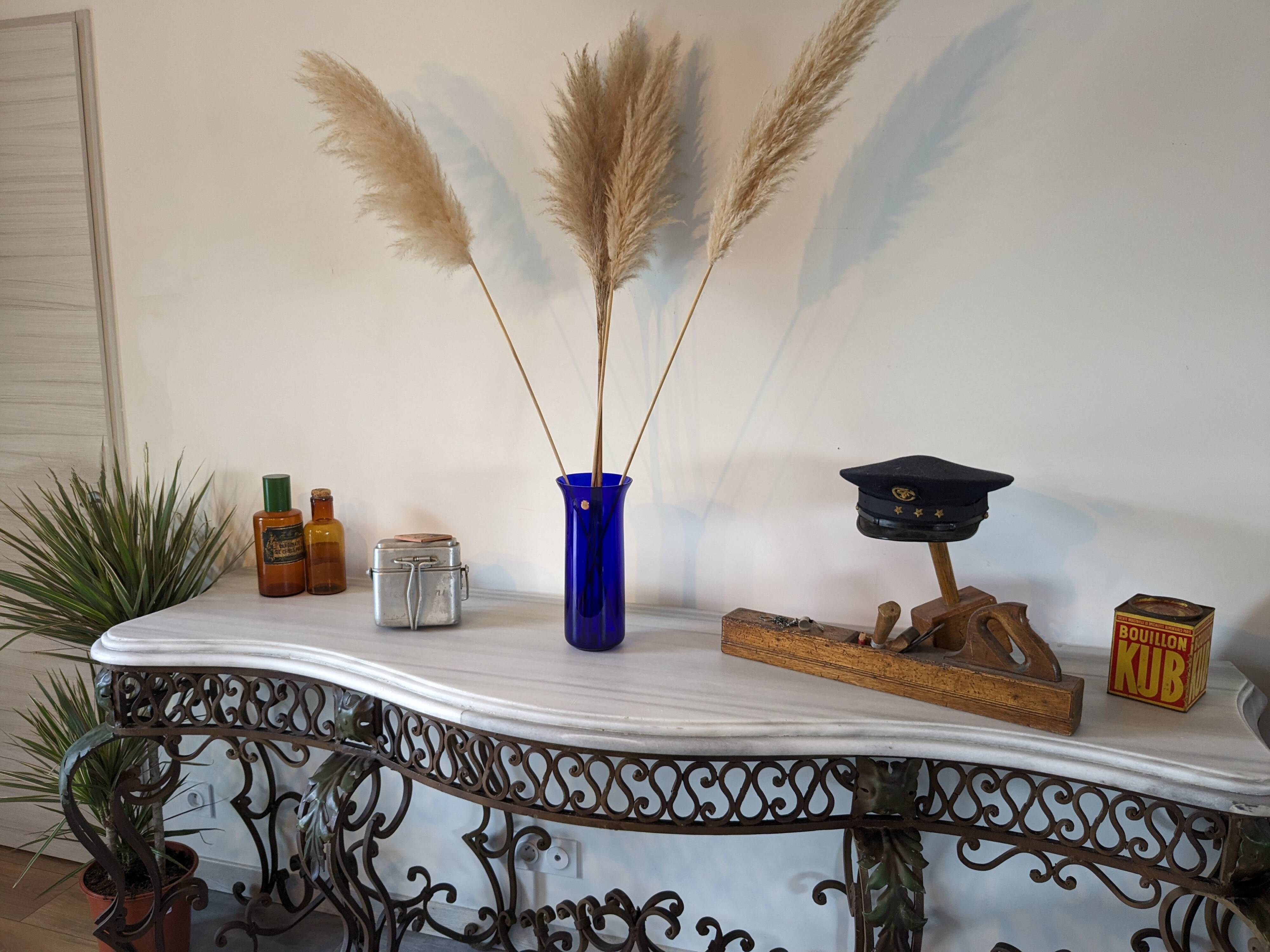 Bohemian vase in cobalt blue glass