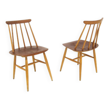 Set of 2 "Fanett" teak chairs by Ilmari Tapiovaara, Sweden, 1960