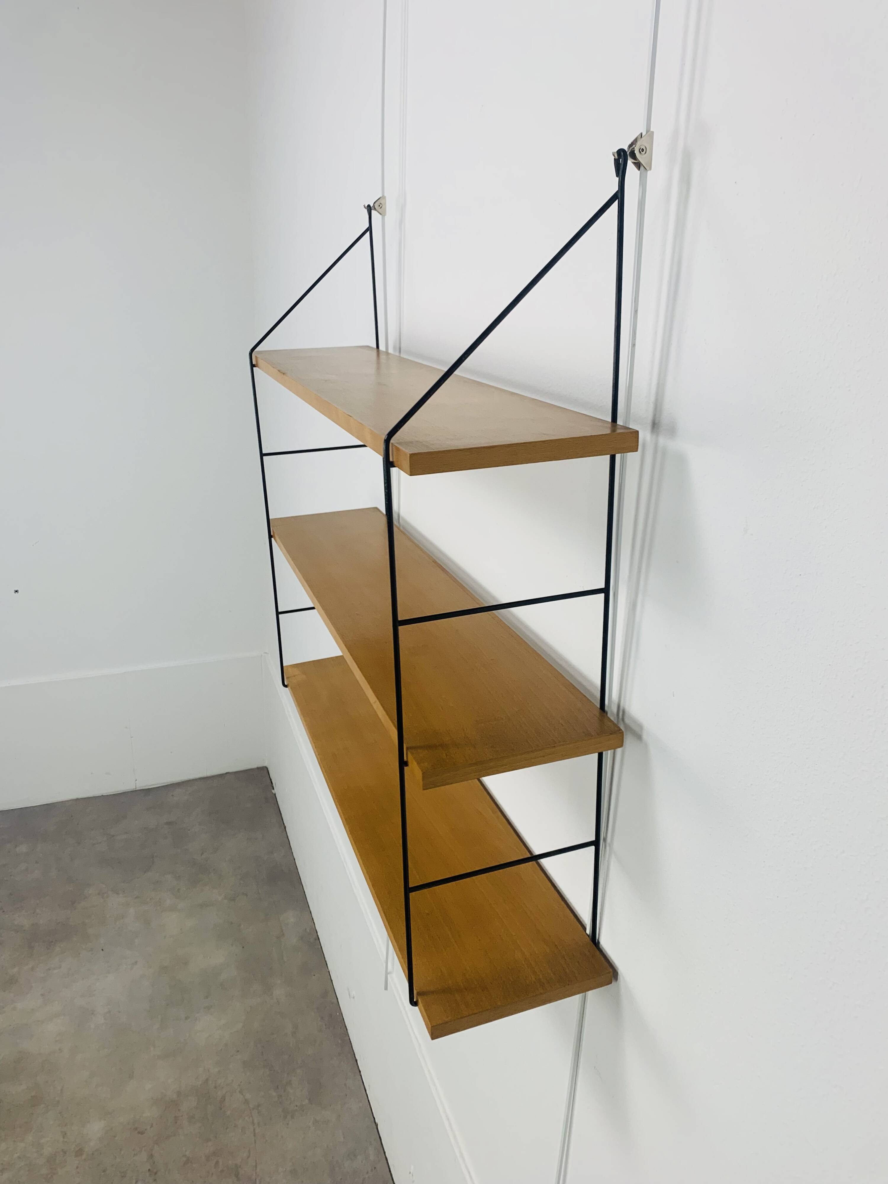 Wooden and metal string shelf, 1960s